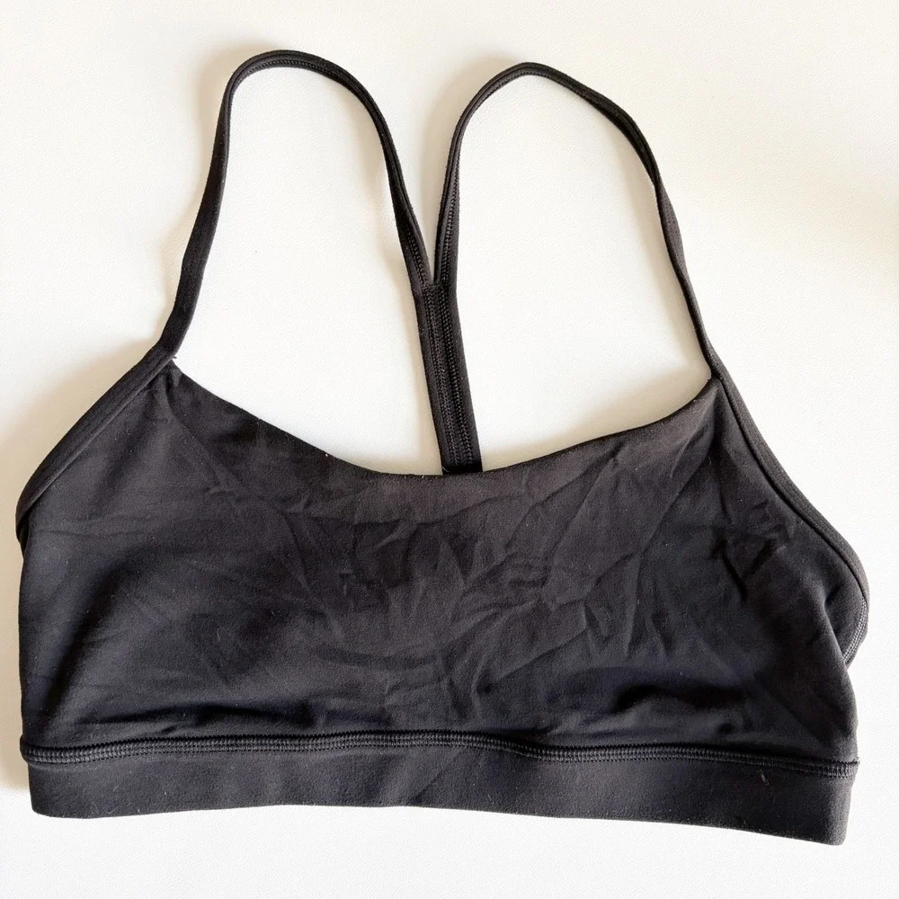 Lululemon Womens Flow Y Nulu Black Athletic Yoga Workout Sports Bra Size 8